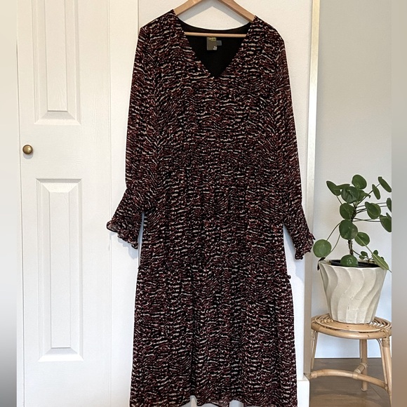 Just...Taylor Dresses & Skirts - Just Taylor Long Sleeve V-Neck Midi Dress Size 16W NWT